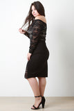 Scallop Lace Bardot Contrast Midi Dress