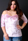 Crush Velvet Cold Shoulder Sweetheart Top