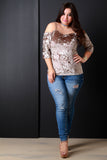 Crush Velvet Cold Shoulder Sweetheart Top