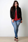 Mesh Panel Zipper Accent Zip-Up Jacket