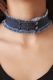 Frayed Hem Snap Choker