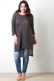 Metallic Knit Long Line Tunic Top