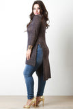 Metallic Knit Long Line Tunic Top