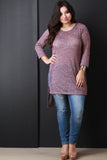 Metallic Knit Long Line Tunic Top