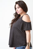 Cold Shoulder Vegan Suede Top