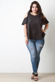 Cold Shoulder Vegan Suede Top
