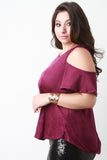 Cold Shoulder Vegan Suede Top