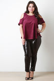 Cold Shoulder Vegan Suede Top