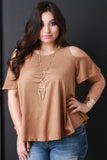 Cold Shoulder Vegan Suede Top
