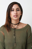 Vegan Suede Beaded Wrap Choker