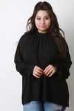 High Neck Ruffle Collar Chiffon Blouse