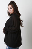 High Neck Ruffle Collar Chiffon Blouse