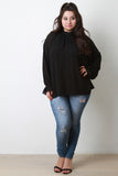 High Neck Ruffle Collar Chiffon Blouse