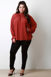 High Neck Ruffle Collar Chiffon Blouse