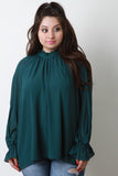 High Neck Ruffle Collar Chiffon Blouse