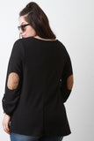 Loose Side Slit Elbow Patch Sweater