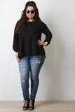 Loose Side Slit Elbow Patch Sweater