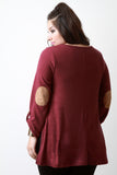 Loose Side Slit Elbow Patch Sweater