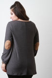 Loose Side Slit Elbow Patch Sweater