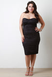 Vegan Suede Strapless Bustier Bodycon Dress