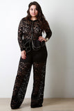 Floral Lace Zipper Trim Tiered Ruffle Hem Jacket