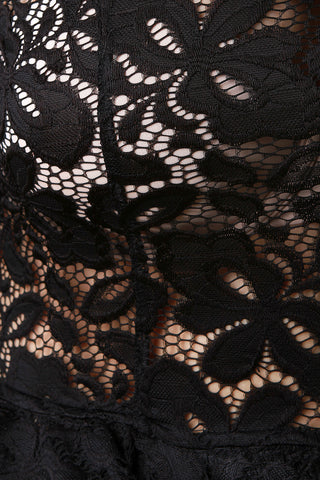 Floral Lace Zipper Trim Tiered Ruffle Hem Jacket