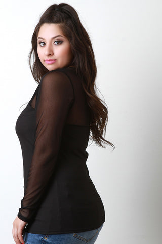 Mesh Sleeve Lattice Top