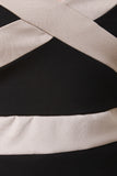 Colorblock Stripe V Sweetheart Neck Sheath Dress