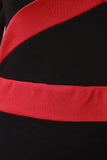 Colorblock Stripe V Sweetheart Neck Sheath Dress