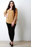 Chiffon Crochet Trim Quarter Sleeve Top