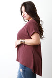 Scoop Neck Boxy High Low Hem Tee