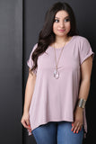 Scoop Neck Boxy High Low Hem Tee