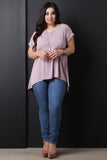 Scoop Neck Boxy High Low Hem Tee