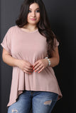 Scoop Neck Boxy High Low Hem Tee