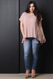 Scoop Neck Boxy High Low Hem Tee