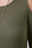 Cold Shoulder Ribbed Knit Midi Dress