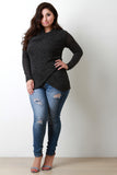 Loose Knit Draped Neck Surplice Wrap Top