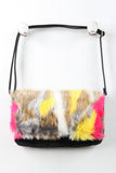 Faux Real Colorful Fur Fold Over Bag