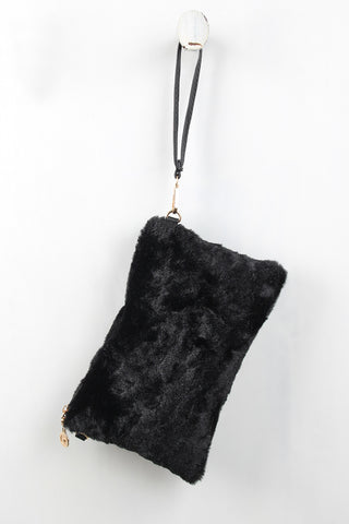 Simple Faux Fur Cross Body Clutch
