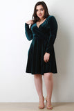 Plus Size Velvet Surplice Skater Dress