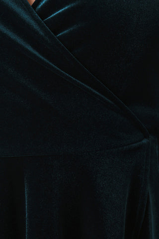 Plus Size Velvet Surplice Skater Dress