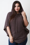 Hooded Rounded Hem Poncho Sweater