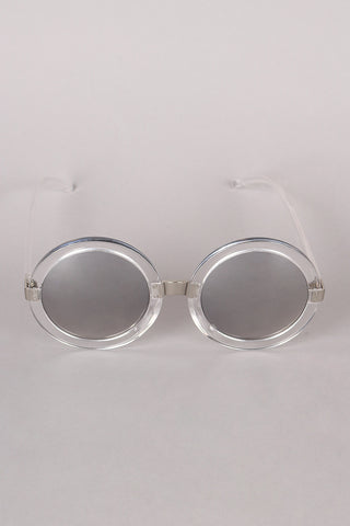 Mirrored Round Plastic Frame Sunglasses