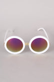 Mirrored Round Plastic Frame Sunglasses