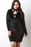 Crushed Velvet Strappy Choker Midi Dress