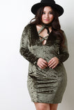 Crushed Velvet Strappy Choker Midi Dress