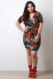 Floral Zipper Front Bodycon Dress