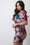 Floral Zipper Front Bodycon Dress