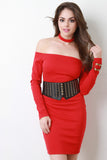 Studded Elastic Cummerbund Wide Belt