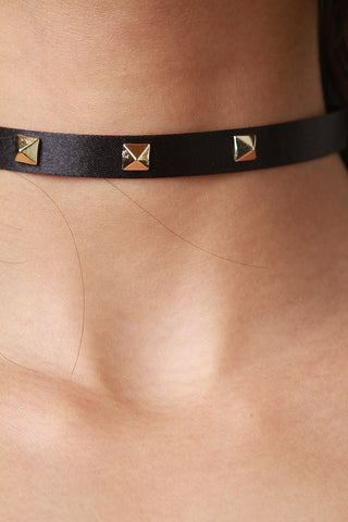 Studded Satin Band Choker